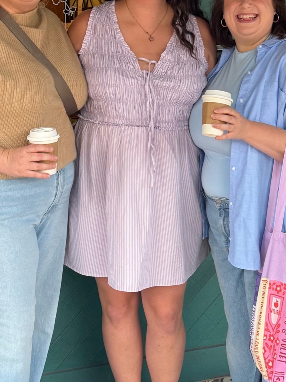 Old Navy Lavender Stripe Smocked Mini Dress